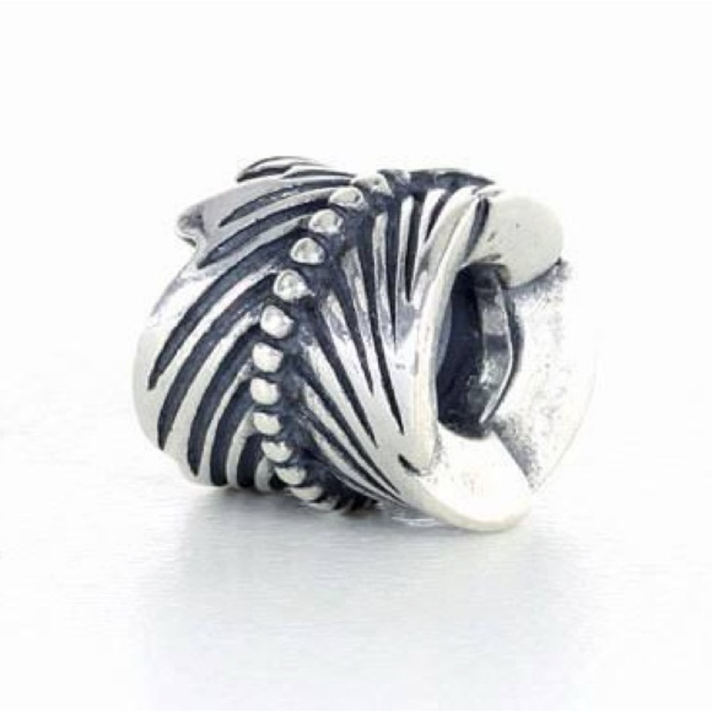 RETIRED Pandora Rolled Feather Leaf Charm. #790581 - Picture 2 of 2